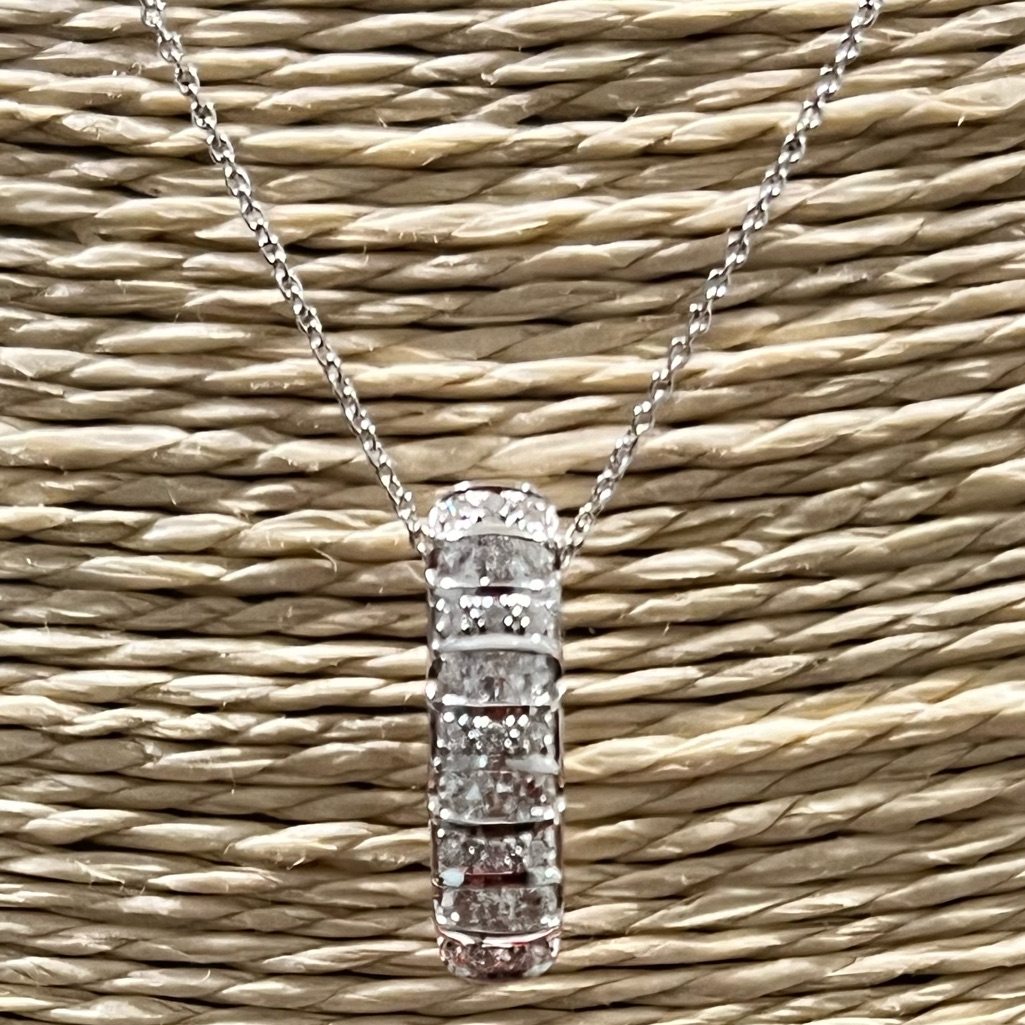 Bliss Authentic 18k White Gold 750 Brilliant Cut Diamonds Channel Necklace 1248$